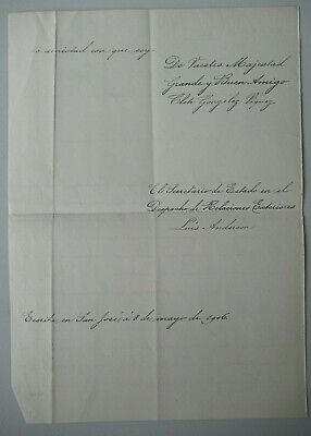 COSTA RICA 1906  LETTER FROM THE PRESIDENT TO KING OF ROMANIA ANNOUNCI