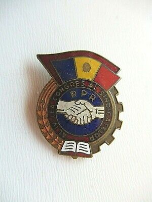 ROMANIA SOCIALIST RPR 4TH WORKERS SINDICATE CONGRESS BADGE MEDAL. RARE