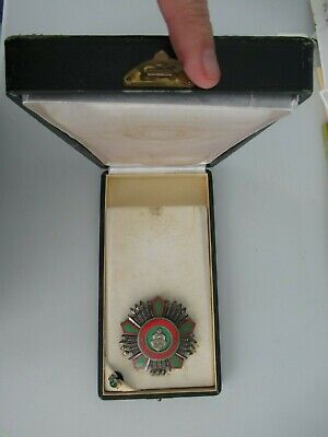 TUNISIA NATIONAL ORDER OF MERIT BREAST STAR. SILVER/HALLMARKED. CASED.