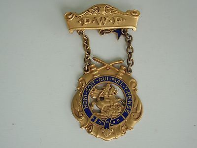 USA PWP BADGE MEDAL GOLD FILLED/MARKED. NAMED/DATED/NUMBERED. RARE. VF