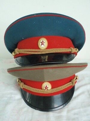 SOVIET RUSSIA TWO OFFICER'S VISOR HATS. ORIGINAL SOVIET ERA ISSUED.  V
