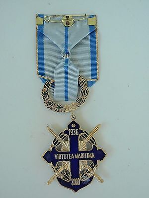 ROMANIA ORDER OF NAVAL BRAVERY 2000 KNIGHT GRADE WITH SWORDS. SILVER.