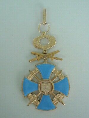 ROMANIA ORDER LOYAL SERVICE GRAND CROSS BADGE W/ SWORDS UP & DOWN. SIL