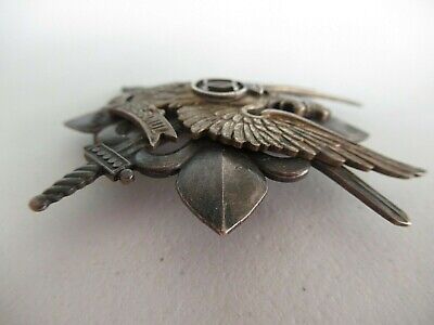 ROMANIA KINGDOM SCOUT OFFICER'S REGIMENT BADGE. MARKED. #34! W/ DOCUME