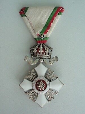 BULGARIA KINGDOM CIVIL MERIT ORDER 5TH CLASS W/ CROWN. CASED. EF!