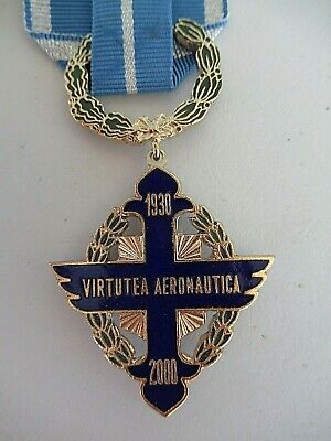 ROMANIA ORDER OF AIR FORCE BRAVERY 2000 OFFICER GRADE WITH WREATH. SIL