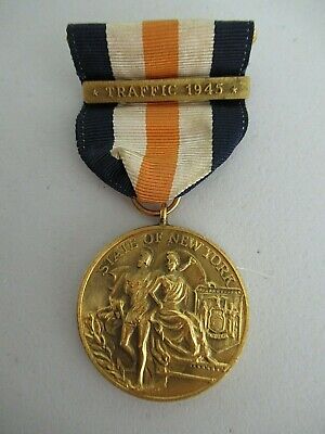 USA NEW YORK STATE CIVIL AUTHORIES SERVICE MEDAL W/ TRAFFIC 1945 BAR.
