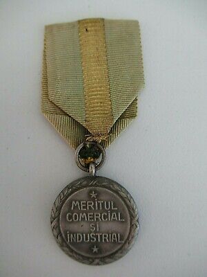 ROMANIA KINGDOM COMMERCE AND INDUSTRY MEDAL 2ND CLASS. ORIGINAL RIBBON