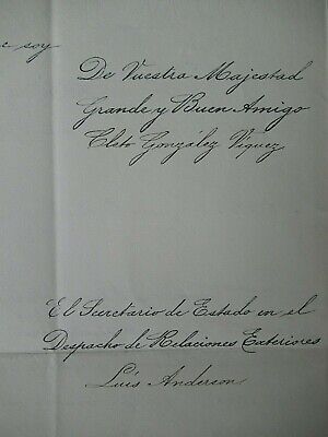 COSTA RICA 1906  LETTER FROM THE PRESIDENT TO KING OF ROMANIA ANNOUNCI