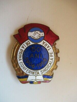 ROMANIA SOCIALIST RPR 1ST WORKERS SINDICATE CONGRESS BADGE MEDAL. RARE