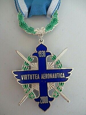 ROMANIA ORDER OF AIR FORCE BRAVERY 2000 KNIGHT GRADE WITH SWORDS. SILVER