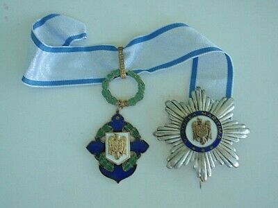 ROMANIA ORDER OF NAVAL BRAVERY 2000 GO SET. SILVER. MARKED. NUMBERED 1