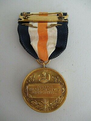 USA NEW YORK STATE CIVIL AUTHORIES SERVICE MEDAL W/ TRAFFIC 1945 BAR.