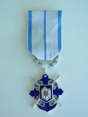 ROMANIA ORDER OF NAVAL BRAVERY 5TH CLASS WITH SWORDS. SILVER. RARE! VF