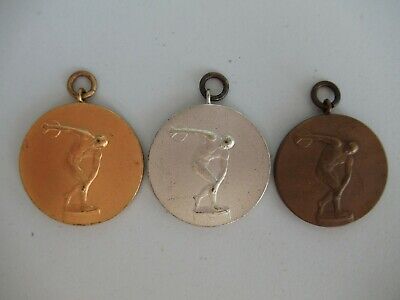 ROMANIA KINGDOM CAROL II 1932 SPORT MEDAL FOR MEN'S DISCUS 1ST, 2ND, 3