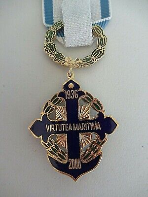 ROMANIA ORDER OF NAVAL BRAVERY 2000 OFFICER GRADE W/O SWORDS. SILVER.