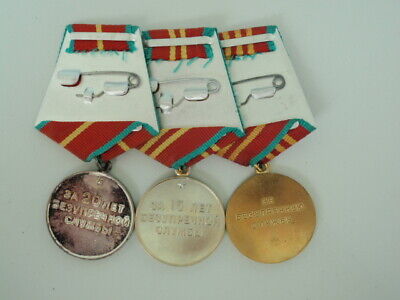 SOVIET RUSSIA 10, 15, & 20 YEAR MILITARY SERVICE MEDALS