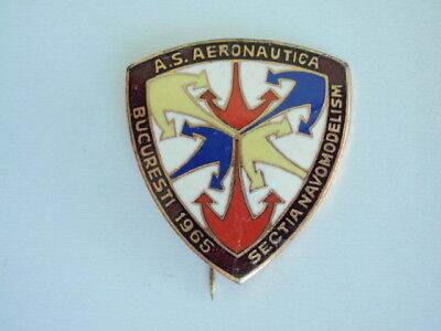 ROMANIA SOCIALIST FLIGHT BUCHAREST  1965 BADGE MEDAL. RARE!