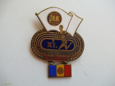 ROMANIA SOCIALIST 1951 BERLIN SPORT COMPETITION BADGE MEDAL. RARE. VF+