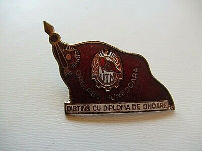 ROMANIA SOCIALIST RPR HUNEDOARA DISTINCTION  BADGE MEDAL. RARE