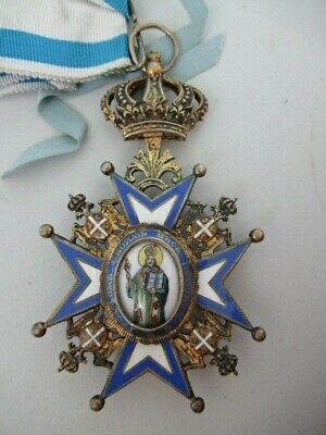 SERBIA ORDER OF ST. SAVA COMMANDER GRADE NECK BADGE. TYPE 3.