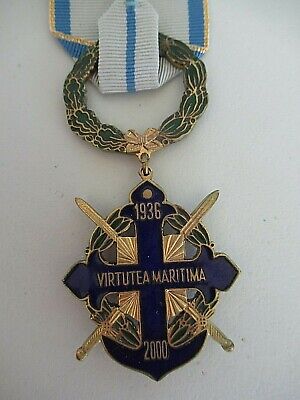 ROMANIA ORDER OF NAVAL BRAVERY 2000 OFFICER GRADE WITH SWORDS. SILVER.