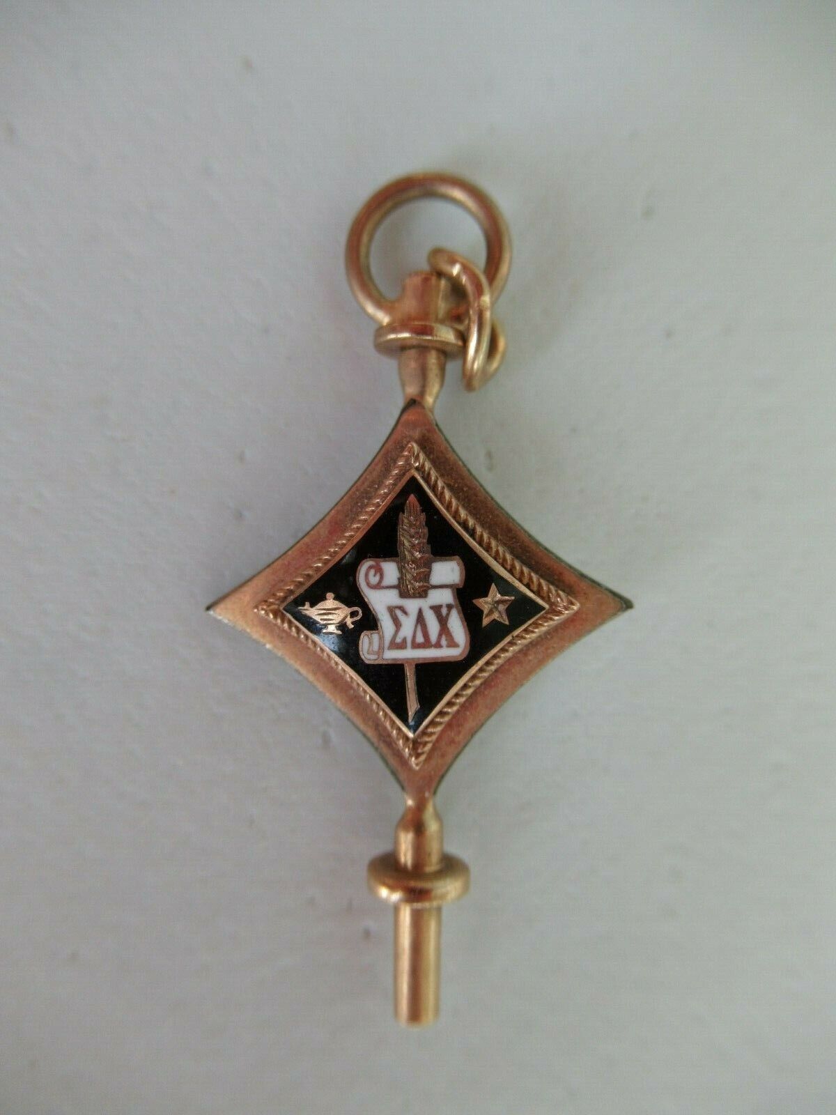 USA FRATERNITY PIN KEY SIGMA DELTA CHI. MADE IN GOLD. NAMED. NUMBERED.