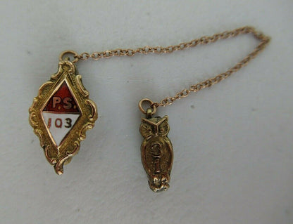 USA FRATERNITY SWEETHEART PIN P.S. 103. MADE IN GOLD. MARKED. 1666