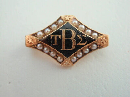 USA FRATERNITY PIN TAU BETA SIGMA. MADE IN GOLD. PEARLS. DATED 1933. N