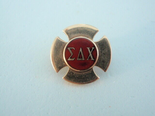USA FRATERNITY PIN SIGMA DELTA CHI. MADE IN GOLD. NAMED AND NUMBERED.