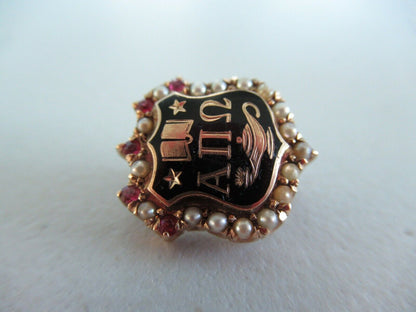 USA FRATERNITY PIN ALPHA PI OMEGA. MADE IN GOLD. NAMED. NUMBERED #32!