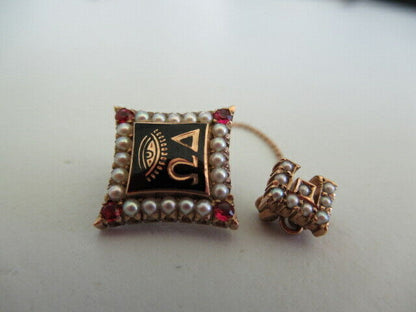 USA FRATERNITY PIN OMEGA DELTA. MADE IN GOLD. RUBIES. DATED 1942. NAME