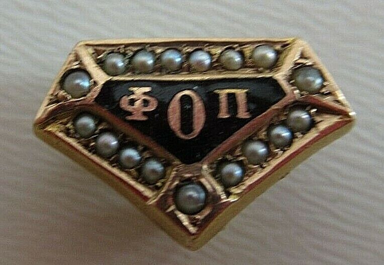 USA FRATERNITY PIN PHI OMICRON PI. MADE IN GOLD 10K. NAMED. MARKED, 13