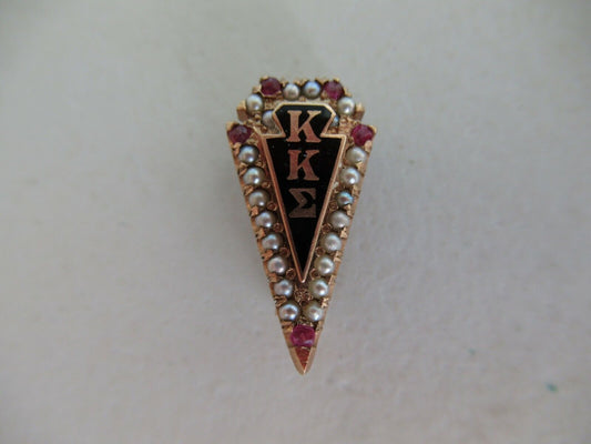 USA FRATERNITY PIN KAPPA KAPPA SIGMA. MADE IN GOLD 10K. RUBIES. NAMED/