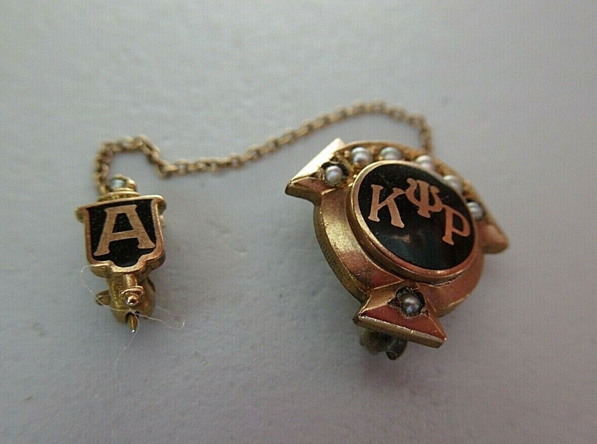 USA FRATERNITY PIN KAPPA PSI RHO. MADE IN GOLD. NAMED. MARKED. 1482