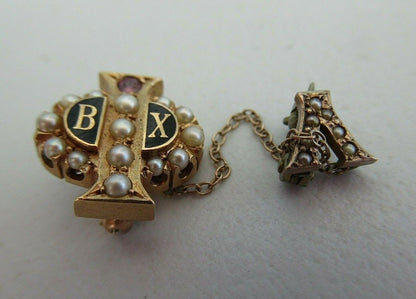 USA FRATERNITY PIN PHI BETA CHI. MADE IN GOLD 14K. RUBY. MARKED. 1642
