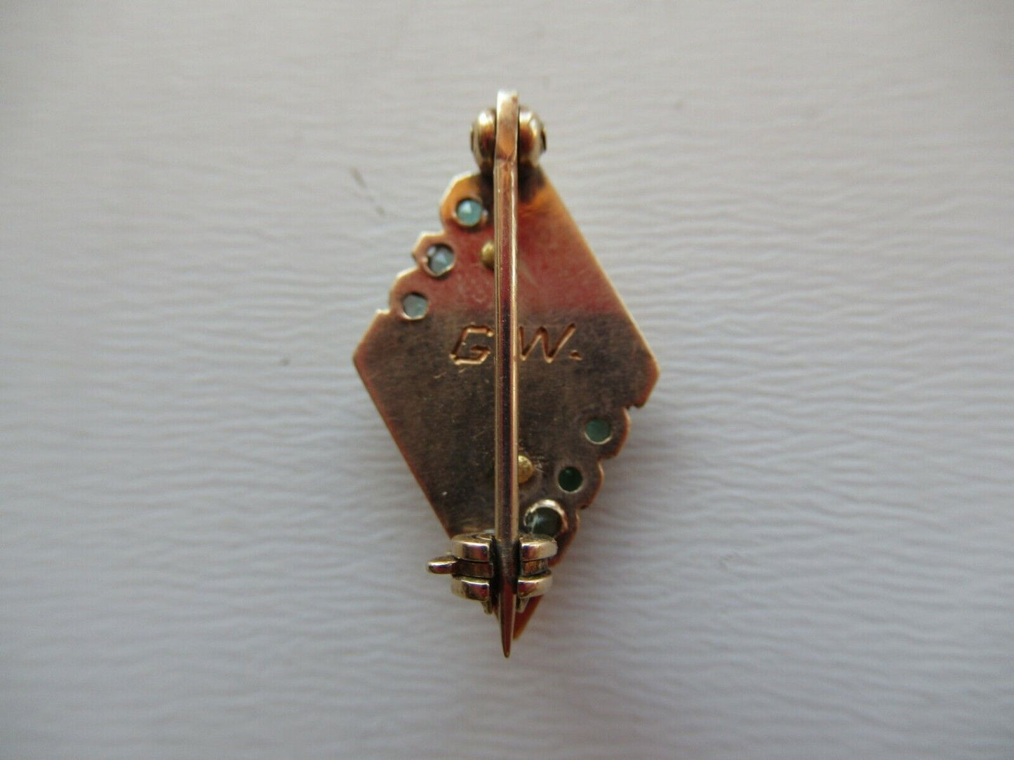 USA FRATERNITY PIN DELTA LAMBDA. MADE IN GOLD. RUBIES. NAMED.1221