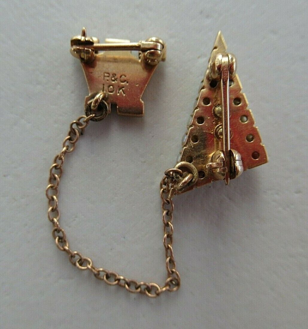 USA FRATERNITY PIN ACACIA. MADE IN GOLD 10K. RUBIES. MARKED. 1496