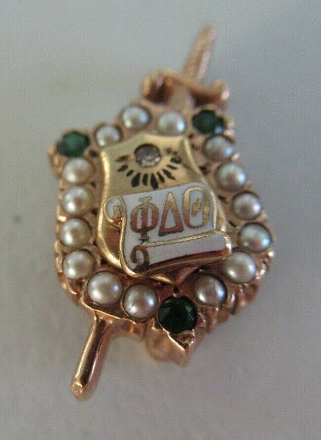 USA FRATERNITY PIN PHI DELTA THETA. MADE IN GOLD! RUBIES & DIAMOND! 17