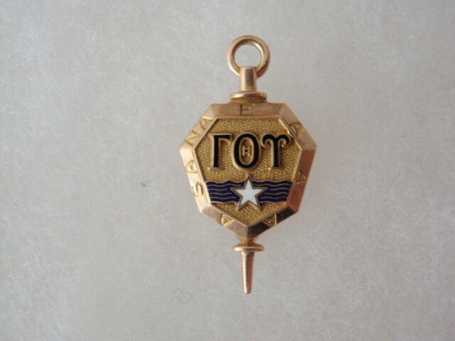 USA FRATERNITY PIN GAMMA THETA UPSILON. MADE IN GOLD. NAMED AND NUMBER