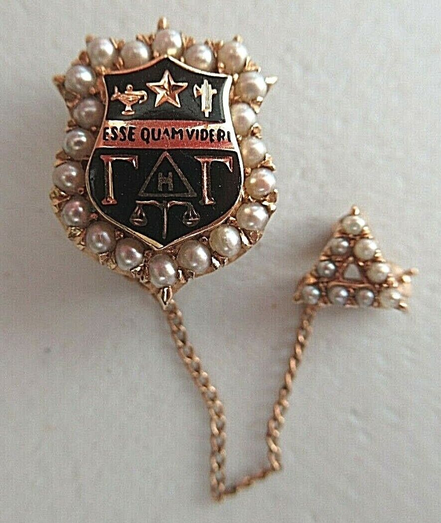 USA FRATERNITY PIN GAMMA DELTA GAMMA. MADE IN GOLD. NAMED. 1147