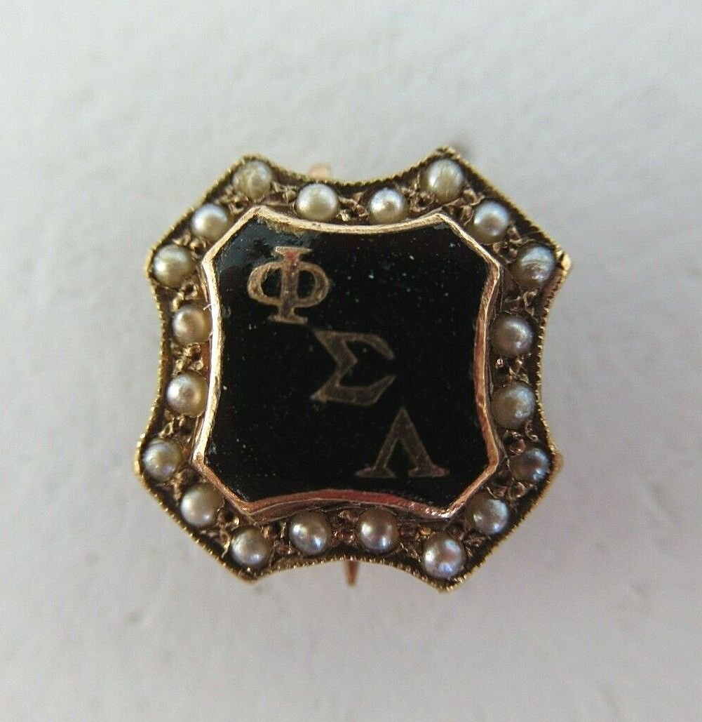 USA FRATERNITY PIN PHI SIGMA LAMBDA. MADE IN GOLD. NAMED. 1619