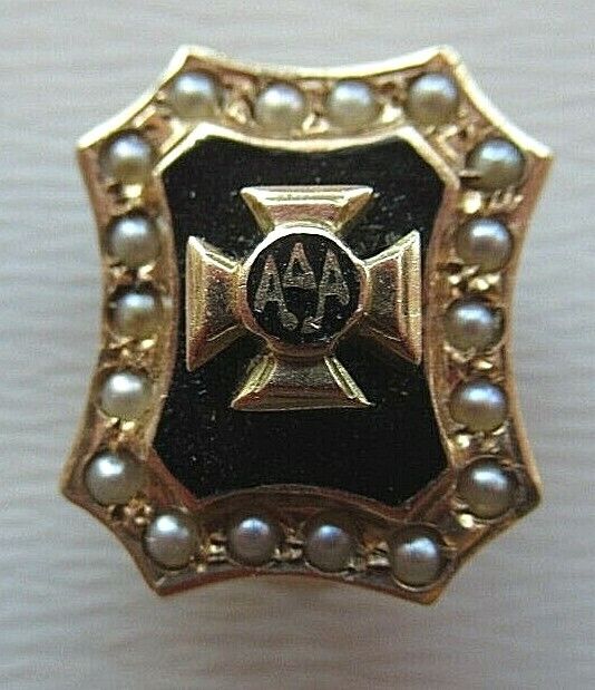 USA FRATERNITY PIN ALPHA DELTA ALPHA. MADE IN GOLD 14K. NAMED. MARKED.