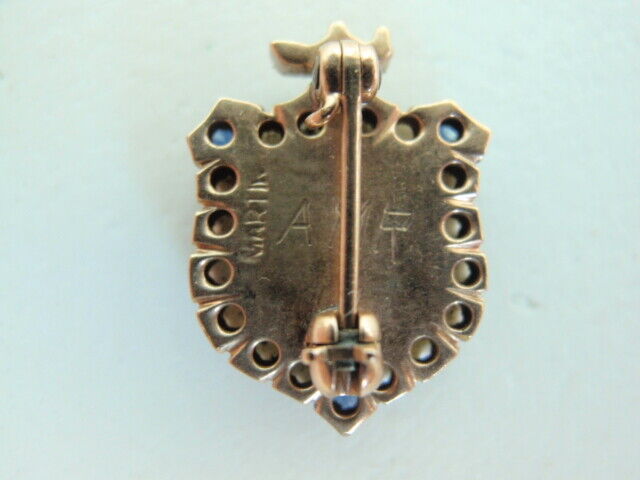 USA FRATERNITY PIN DELTA PI PHI. MADE IN GOLD. RUBIES. NAMED. MARKED.