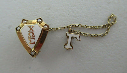 USA FRATERNITY PIN CHI OMEGA SIGMA. MADE IN GOLD. MARKED. 1555