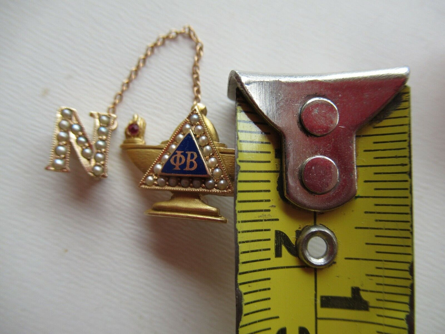 USA FRATERNITY PIN PHI BETA. MADE IN GOLD. NAMED. 1291