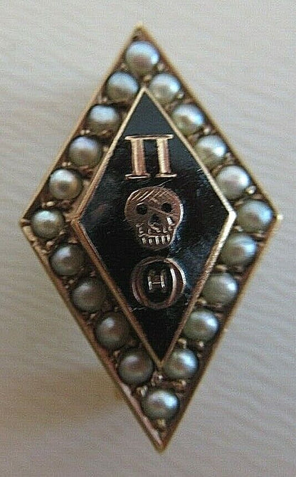 USA FRATERNITY PIN PI THETA. MADE IN GOLD. NAMED.1271