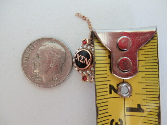 USA FRATERNITY PIN CHI SIGMA NU. MADE IN GOLD. RUBIES. NAMED. 745