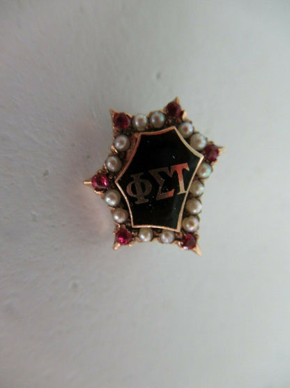 USA FRATERNITY PIN PHI SIGMA TAU. MADE IN GOLD. RUBIES. 881