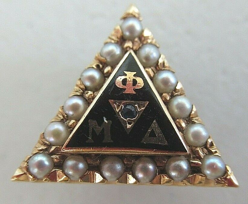 USA FRATERNITY PIN PHI MU DELTA. MADE IN GOLD. 1350